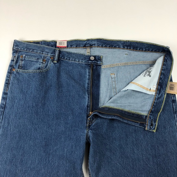 Levis 505 Regular Fit Straight Blue Jeans 48x30 - Picture 4 of 8